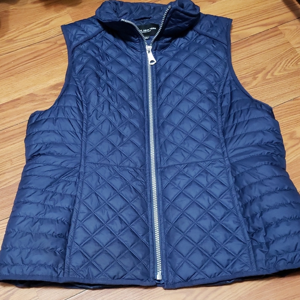 Marc New York Quilted Blue Puffer Full Zip Lightweight Vest